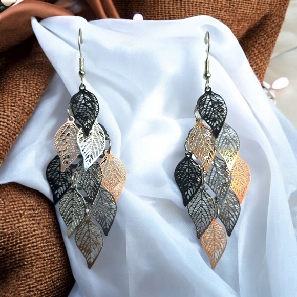 ๐Bohoโ Chic Multicolor Leaf Dangle Earrings Lightweight Festival Trendy Jewelry - Picture 14 of 14